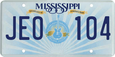 MS license plate JEO104