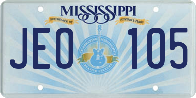 MS license plate JEO105