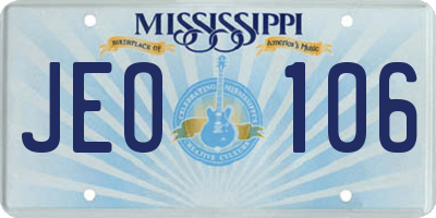 MS license plate JEO106