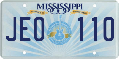 MS license plate JEO110