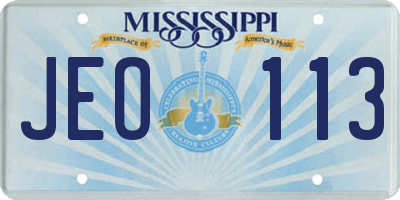 MS license plate JEO113