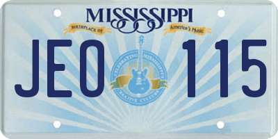 MS license plate JEO115