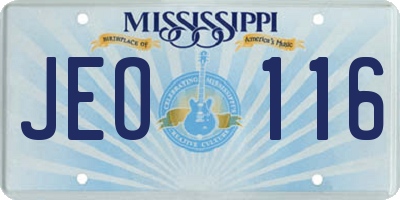 MS license plate JEO116