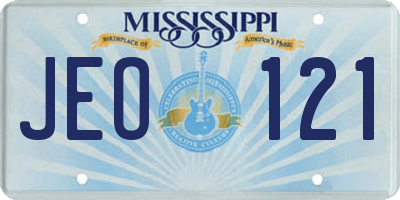 MS license plate JEO121