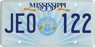MS license plate JEO122