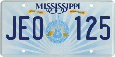 MS license plate JEO125