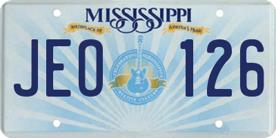 MS license plate JEO126