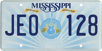 MS license plate JEO128