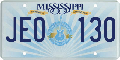 MS license plate JEO130