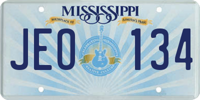 MS license plate JEO134