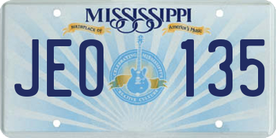 MS license plate JEO135