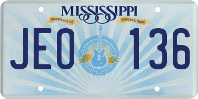 MS license plate JEO136