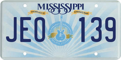 MS license plate JEO139