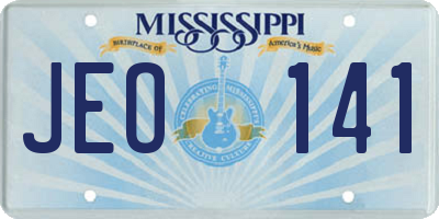 MS license plate JEO141