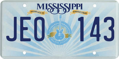 MS license plate JEO143