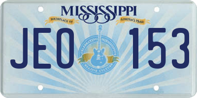MS license plate JEO153