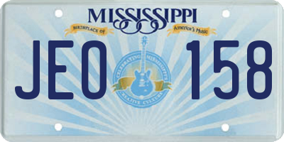 MS license plate JEO158