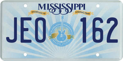 MS license plate JEO162