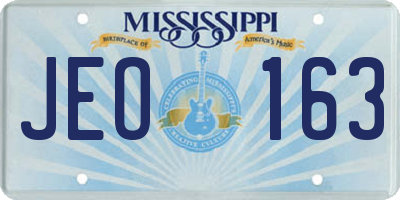 MS license plate JEO163