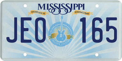 MS license plate JEO165