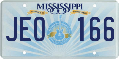MS license plate JEO166