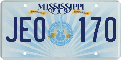 MS license plate JEO170