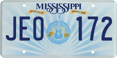 MS license plate JEO172