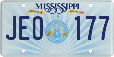 MS license plate JEO177