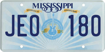 MS license plate JEO180