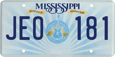 MS license plate JEO181