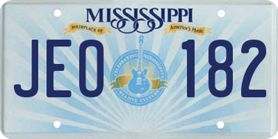 MS license plate JEO182