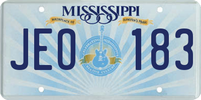 MS license plate JEO183