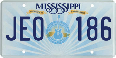 MS license plate JEO186