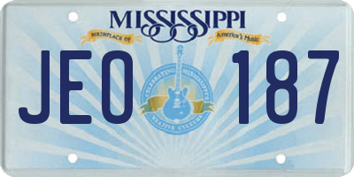 MS license plate JEO187