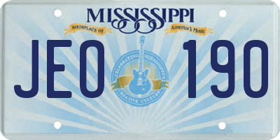 MS license plate JEO190