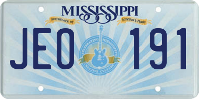 MS license plate JEO191