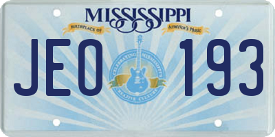 MS license plate JEO193