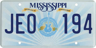 MS license plate JEO194