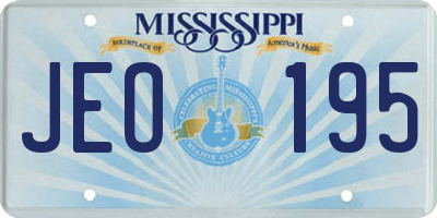 MS license plate JEO195