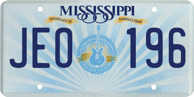 MS license plate JEO196