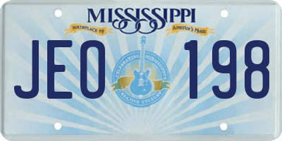 MS license plate JEO198