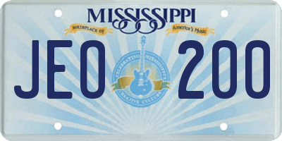MS license plate JEO200