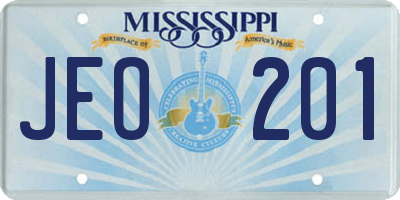 MS license plate JEO201