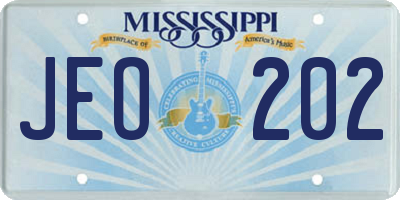 MS license plate JEO202