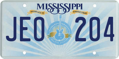 MS license plate JEO204