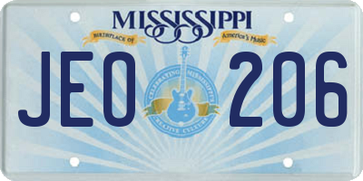 MS license plate JEO206