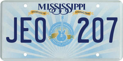MS license plate JEO207