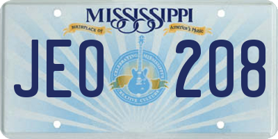 MS license plate JEO208
