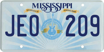 MS license plate JEO209
