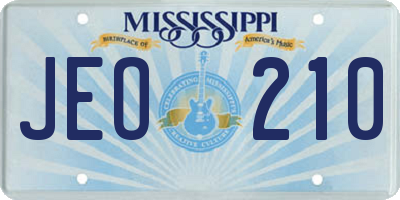 MS license plate JEO210
